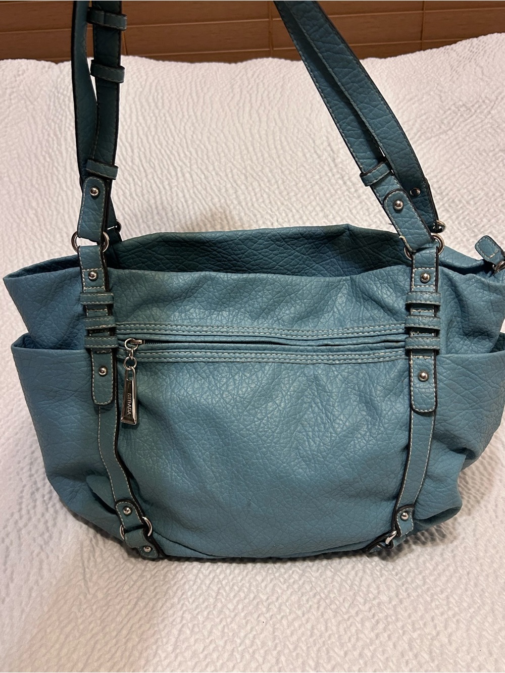 STRADA Classic Teal Shoulder Tote Bag